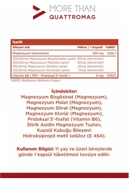 More Than Quattromag Magnezyum Kompleks 60 Kapsül