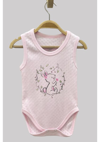 Mojo Kız Bebek Tavşan Desenli Body 6409 Pembe