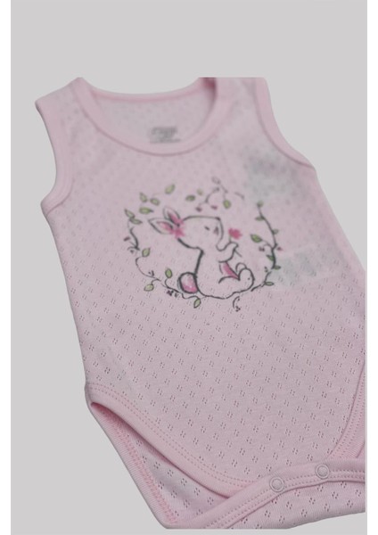 Mojo Kız Bebek Tavşan Desenli Body 6409 Pembe