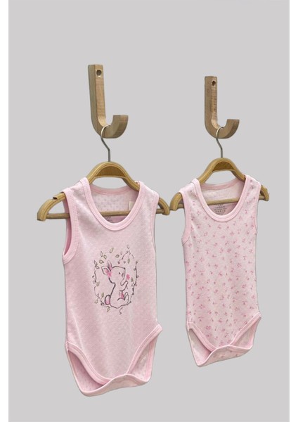 Mojo Kız Bebek Tavşan Desenli Body 6409 Pembe