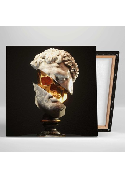 Gold Detaylı Mermer Davud Heykeli Ikili Kombin 2li Set Kanvas Tablo modelleri