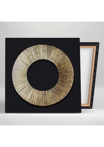 Gold Daire Spiral Dekoratif Ikili Kombin 2li Kanvas Tablo