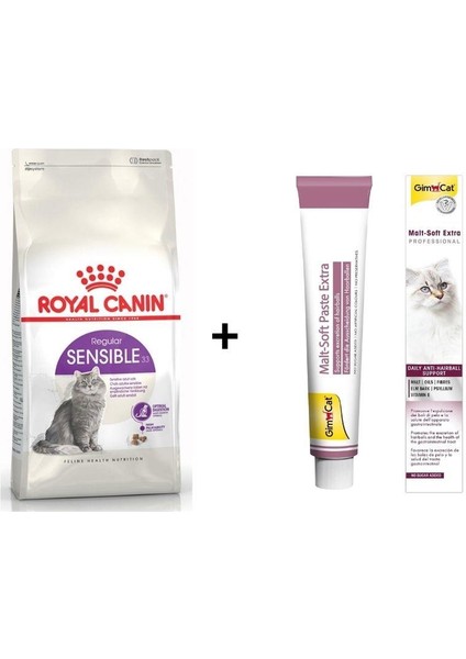 Sensible 33 Kuru Kedi Maması 2 kg + Gimcat Malt 100 gr