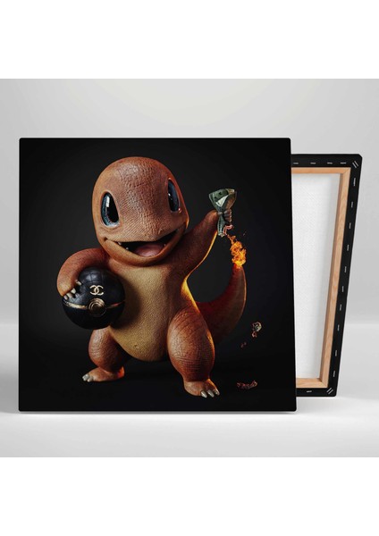 Pokemon Lüks Poketopu Squirtle Çizgi Film Karakteri Üçlü Kombin 3lü Set Kanvas Tablo