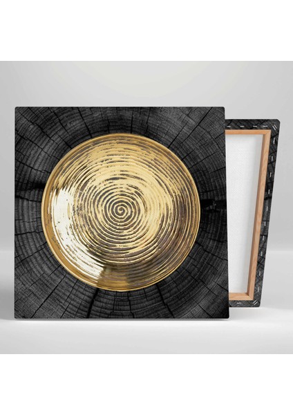 Ağaç Kütüğü ve Gold Halka ile Inciler Üçlü Kombin 3lü Set Kanvas Tablo