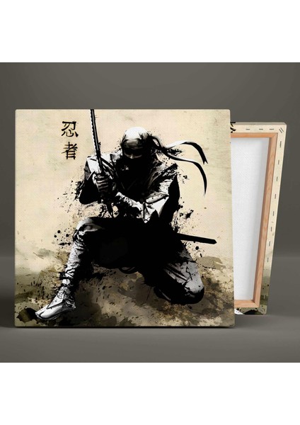Ninja Savunma Sanatı Boya Sıçramaları Üçlü Kombin 3lü Set Kanvas Tablo