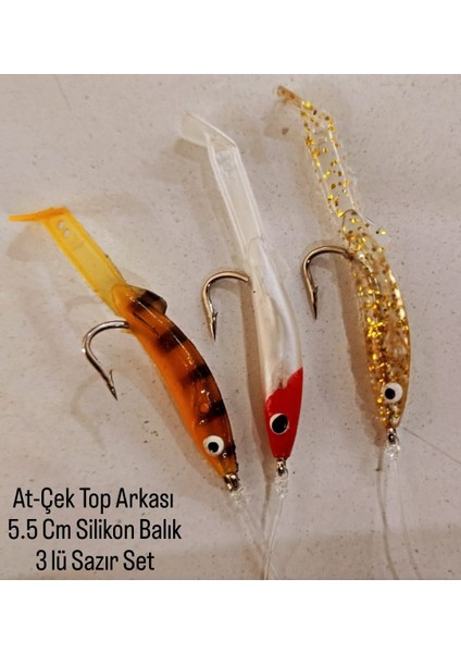 At - Çek Top Arkası 5,5 cm Silikon Balık 3 Lü Hazır Set