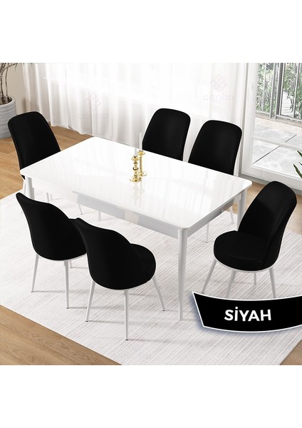 Pir Serisi, 80X130 Sabit Beyaz Mutfak Masası Takımı ve 6 Sandalye fiyatları