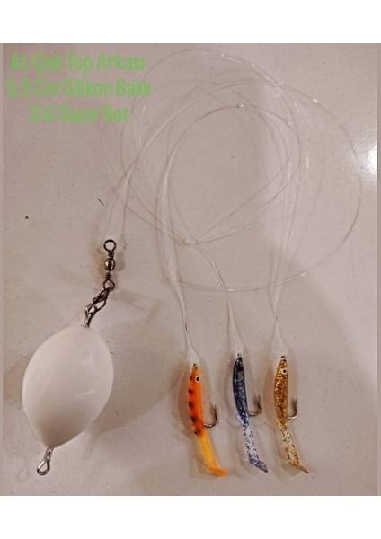 At - Çek Top Arkası 5,5 cm Silikon Balık 3 Lü Hazır Set