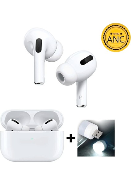 Airpods Pro Anc Android ve Ios Uyumlu Logolu Seri Numaralı Bluetooth Kulaklık + 1 Usb Lamba