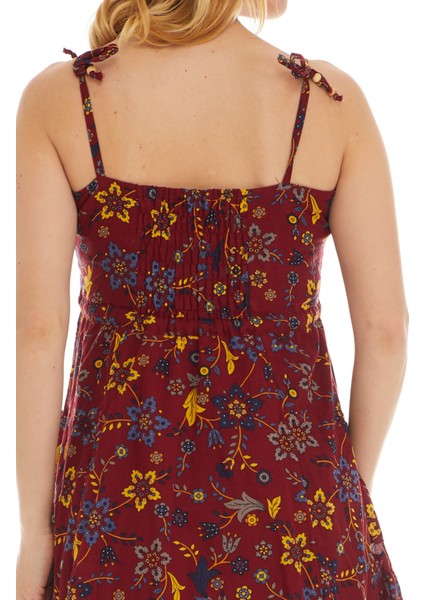 Askılı Vual Bordo Kısa Elbise indirimleri