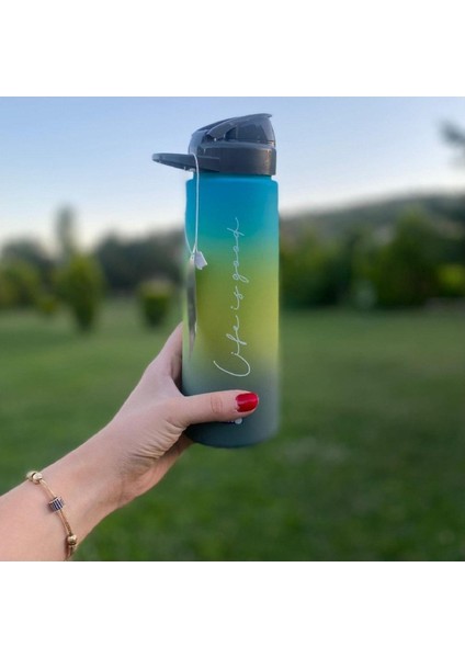 Life Is Good Tritan Matara 730 ML Mavi-Yeşil Sızdırmaz Kapaklı Hafif Tasarım