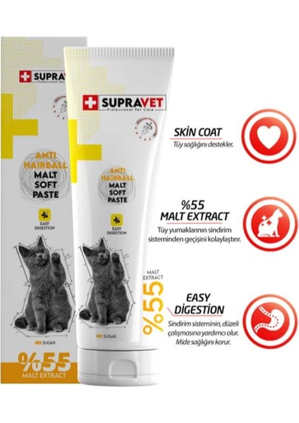 Supravet Anti Hairball Kediler Için Malt Macun 100 G
