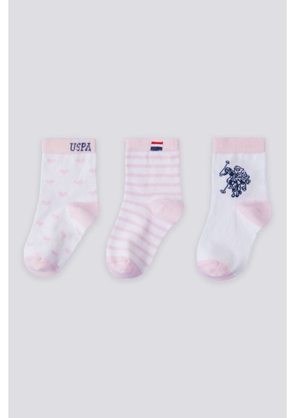 Lisanslı Striped Beyaz Kız Bebek Çorap