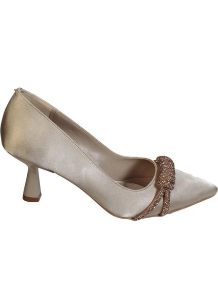 Kadın Siyah Krem Saten Üzeri Taşlı 6cm Kadeh Topuk Sivri Burun Düğün Nişan Abiye Steltto Ayak10 fırsatları