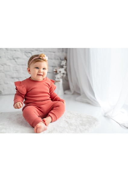 Gots Sertifikalı %100 Organik Pamuk Fırfırlı Sweatshirt ve Pantolon Takım (0-4yaş) fırsatları