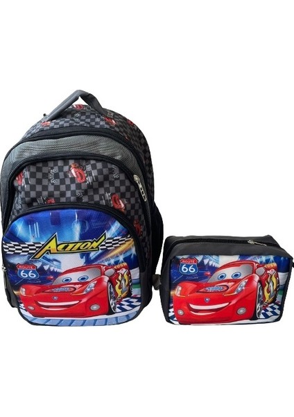 Ilkokul Ortaokul Sırt Çantası Kız Erkek Çocuk Sırt Çantası Beslenme Çantalı 2li Set Ortopedik Araba Okul Çantası Siyah