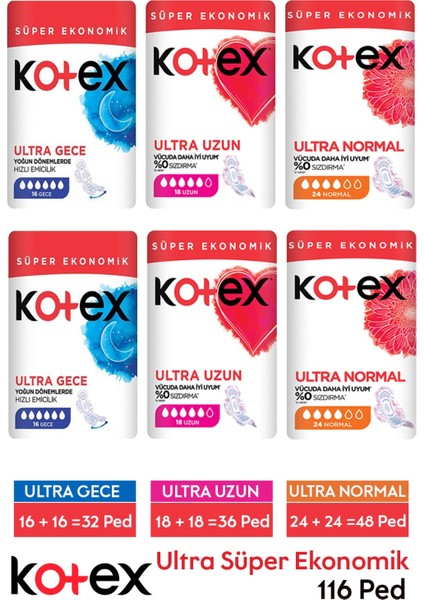 Ultra Süper Ekonomik Paket Gece Normal Uzun x 6 Paket