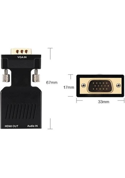 VGA To HDMI Çevirici Dönüştürücü Laptop Tv Monitör Adaptör Kablosu fiyatları