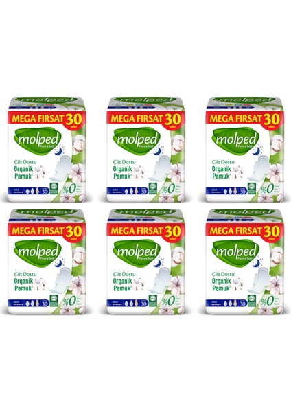 Pure&soft Hijyenik Ped Mega Fırsat Gece 30'lı 6 Paket