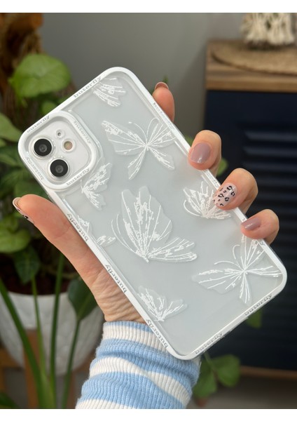 IPhone 11 Uyumlu (Köşeli - 12 Görünümlü )Şeffaf Baskı Desenli Silikon Kılıf modelleri