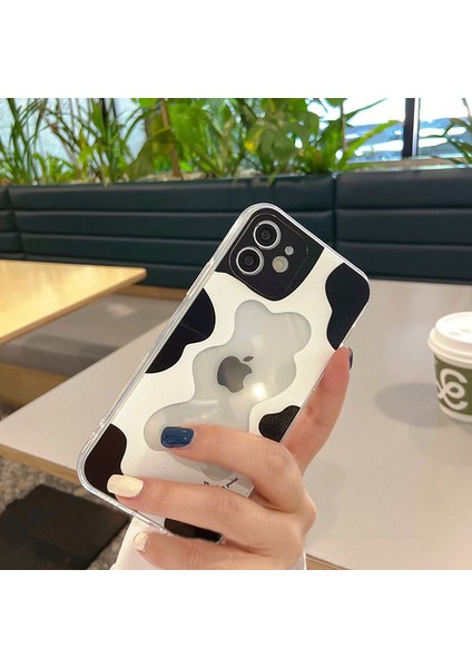 Iphone 11 Uyumlu Trend Siyah Beyaz Şeffaf Kamera Korumalı Kılıf