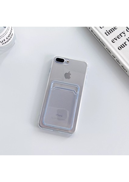 iPhone 7 Plus / 8 Plus Uyumlu Kartlıkli Kamera Korumalı Şeffaf Kılıf Aa Kalite