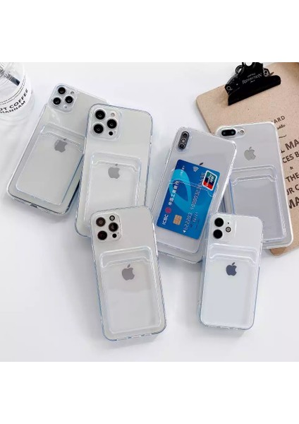 iPhone 7 Plus / 8 Plus Uyumlu Kartlıkli Kamera Korumalı Şeffaf Kılıf Aa Kalite modelleri