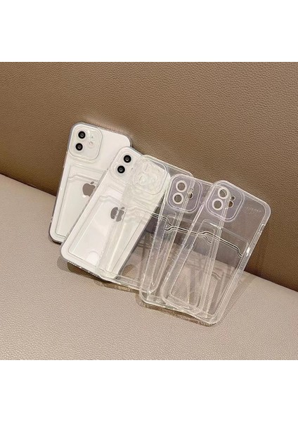 iPhone 11 Uyumlu Şeffaf Kartlıklı (Köşeli 12 Görünümlü) Kamera Korumali Aa Kalite