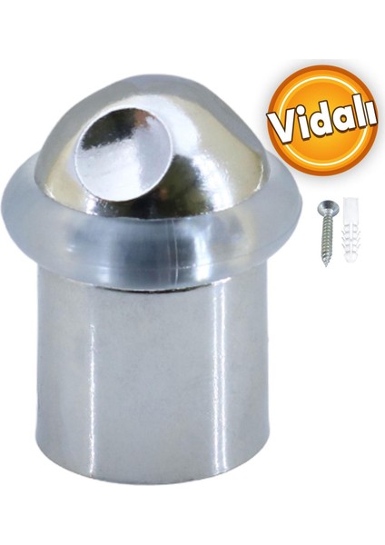 Kapı Stoperi Kapı Durdurucu Tutucu Tamponu Silikonlu Contalı Stopu Vidalı Parlak Krom 50 mm