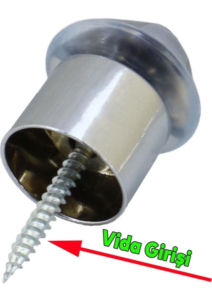 Kapı Stoperi Kapı Durdurucu Tutucu Tamponu Silikonlu Contalı Stopu Vidalı Parlak Krom 50 mm