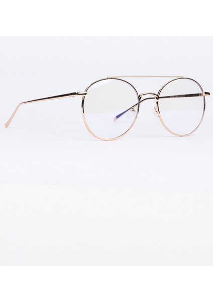 Gold Metal Oval Unisex Mavi Işık Korumalı Bilgisayar Ekran Gözlüğü