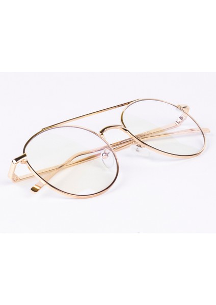 Gold Metal Oval Unisex Mavi Işık Korumalı Bilgisayar Ekran Gözlüğü modelleri