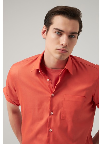Regular Fit Turuncu Düz Gömlek 0HC02AD34326M