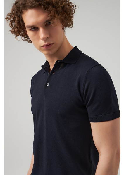 Slim Fit Lacivert Düz Örgü T-Shirt 0HF069421001M fiyatları
