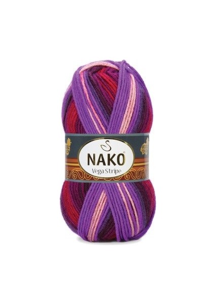 Vega Stripe 82412 5 Adet Premium Akrilik El Örgü Ipi Mor Lila