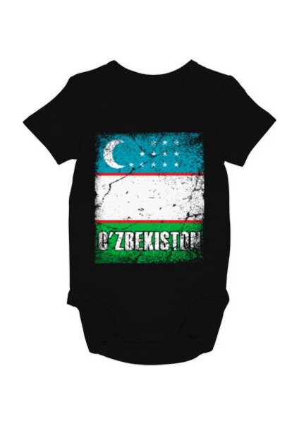 Özbekistan,ozbekiston,uzbekistan,özbekistan Bayrağı,özbekistan Logosu,uzbekistan Flag. Siyah Bebek Zıbını