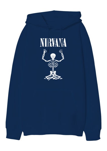 Nirvanaya Ulaşmak - Nirvana - Yoga - Lacivert Oversize Kapüşonlu Sweatshirt