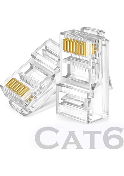 BK Teknoloji RJ45 Cat6 Jack Konnektör Altın Kaplama Ethernet Uç 8P8C 100'LÜ Paket