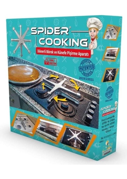 Gold Seri Spider Cooking Full Döküm Alüminyum Dönerli Börek Pişirici Ocaküstü Künefe Pişirme Aparatı