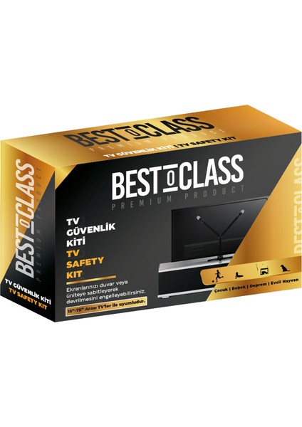 Premium Product Tv Güvenlik Kiti 15" - 75" Televizyonlar İçin Uyumlu - Bebek, Deprem, Evcil Hayvan Emniyet Kemeri