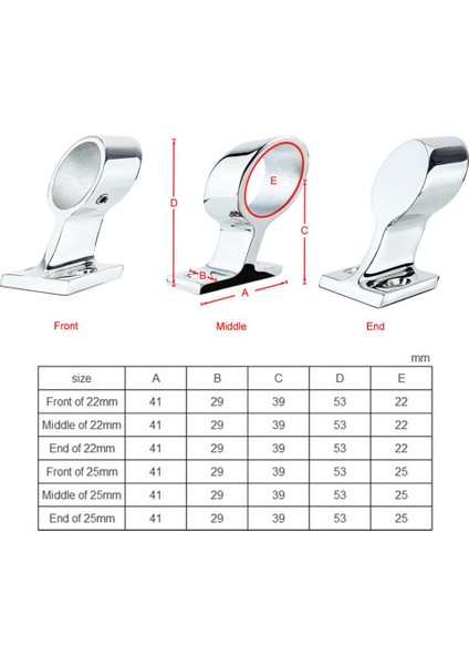 2pcs Deniz Teknesi 60 ° Korkuluk Küpeşte Boru Bağlantı Desteği Stachion Braketi 25MM (Yurt Dışından) fiyatları