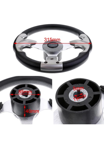 Deniz Tekne Direksiyon Simidi 3 3/4 "konik Şaft 315MM Alüminyum Alaşımla Konuştu (Yurt Dışından)