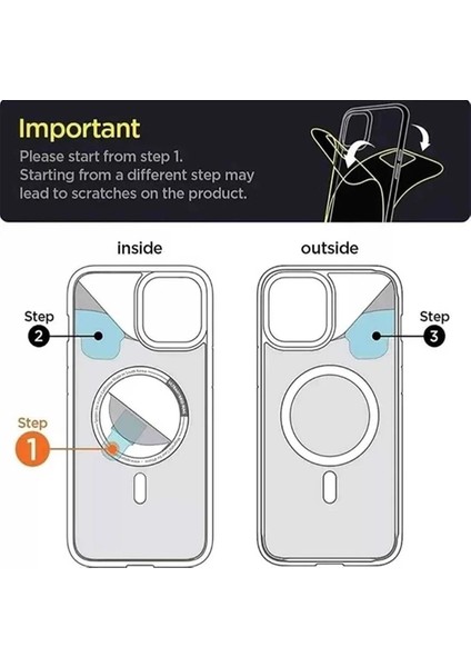 Iphone 14 Magsafe Kılıf Wireless Şarj Destekli Şeffaf Kapak Magnetic Crystal Case