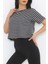 Çizgili Crop Tişört Fümebeyaz - 9525.1567. 5