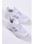 Çocuk Beyaz Gümüş Rahat Kalıp Nefes Alabilen Kumaş Bağcıklı Sneaker 2