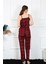 Kadın Ip Askılı Kırmızı Ekoseli Pijama Takım 4135 4