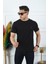 Erkek Siyah Bisiklet Yaka Standart %100 Pamuk Erkek Basic T-Shirt 2'li Paket 2