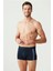 Baskılı Pamuklu & Likralı Erkek Boxer 3'lü Set Lacivert 80307 3