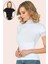 3 Adet, Dantelli Güpürlü Balıkçı Yaka T-Shirt %92 Pamuk %8 Likra Beyaz 1